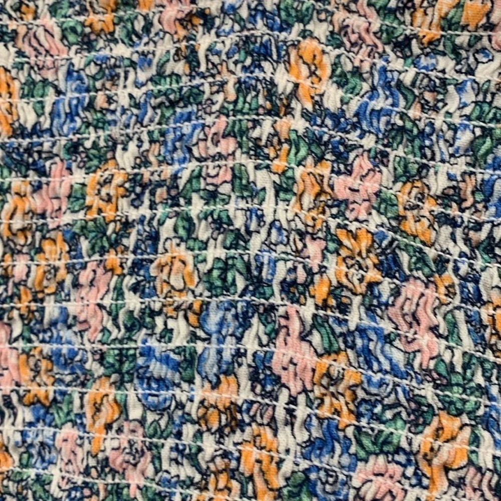 Old Navy Girls Floral Smocked Bodice Midi Dress Blue Orange‎ Size S 6-7